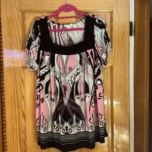 Pink and brown boatneck top 14/16